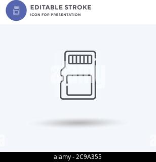 Micro Sd icon vector, filled flat sign, solid pictogram isolated on white, logo illustration. Micro Sd icon for presentation. Stock Vector