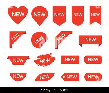 New ribbons. Product stickers with offer. Vector illustration isolated on white background. Stock Vector