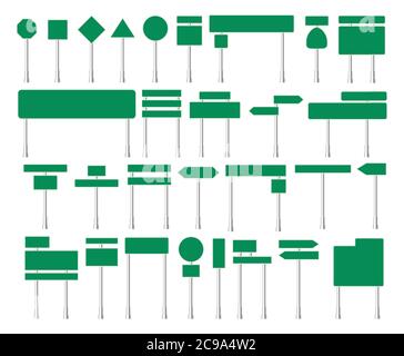 Road traffic sign. Mockup signage direction highway city signpost location street arrow way. Vector illustration. Stock Vector