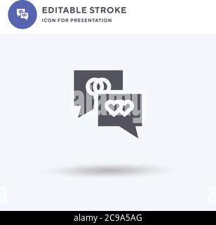 Love Message icon vector, filled flat sign, solid pictogram isolated on white, logo illustration. Love Message icon for presentation. Stock Vector