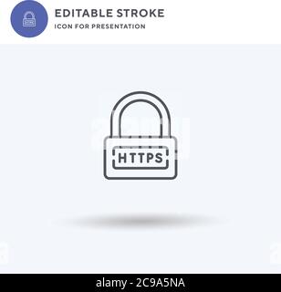 Https icon vector, filled flat sign, solid pictogram isolated on white, logo illustration. Https icon for presentation. Stock Vector