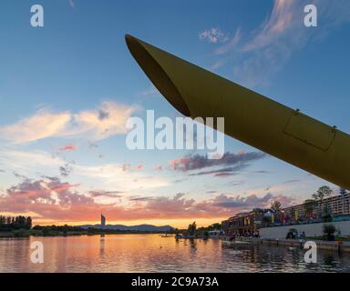 Wien, Vienna: river Neue Donau (New Danube), CopaBeach (Copa Beach, former Copa Cagrana), waterfront restaurants, Donaucity, Donauturm (Danube tower), Stock Photo