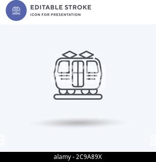 Tram icon vector, filled flat sign, solid pictogram isolated on white, logo illustration. Tram icon for presentation. Stock Vector