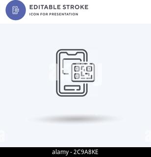 Qr Code icon vector, filled flat sign, solid pictogram isolated on white, logo illustration. Qr Code icon for presentation. Stock Vector