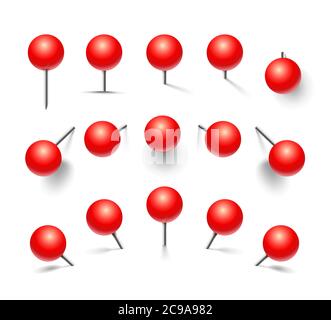 Push pins set isolated on a white background. Stock Vector by
