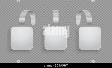 Square paper sale tags label. Pricing tag label template isolated. Clear price sticker circle shape. Vector illustration Stock Vector