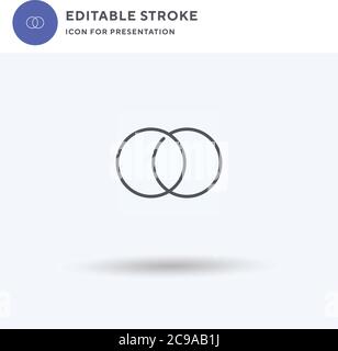 Venn Diagram icon vector, filled flat sign, solid pictogram isolated on white, logo illustration. Venn Diagram icon for presentation. Stock Vector