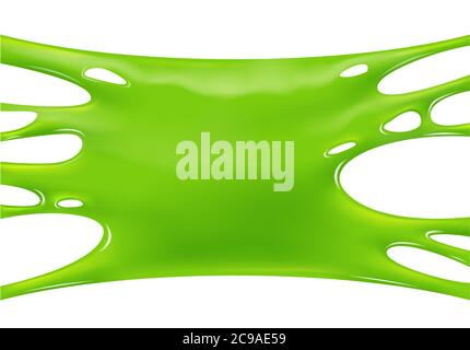 Green sticky slime banner. Realistic slime isolated object. Halloween party spooky design element. Vector background. Stock Vector