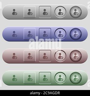 Tagging user icons on rounded horizontal menu bars in different colors and button styles Stock Vector