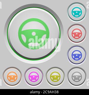 Steering wheel color icons on sunk push buttons Stock Vector