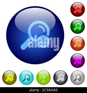 archive search results icons on round color glass buttons Stock Vector