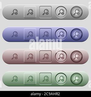 Scrolling search results icons on rounded horizontal menu bars in different colors and button styles Stock Vector