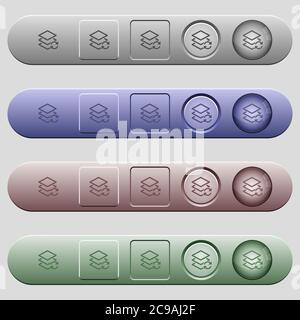 Swap layers icons on rounded horizontal menu bars in different colors and button styles Stock Vector