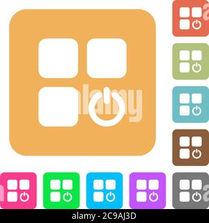 Component switch flat icons on rounded square vivid color backgrounds. Stock Vector