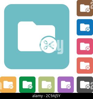 Cut directory white flat icons on color rounded square backgrounds Stock Vector