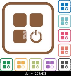 Component switch simple icons in color rounded square frames on white background Stock Vector