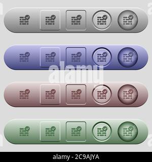Active firewall icons on rounded horizontal menu bars in different colors and button styles Stock Vector