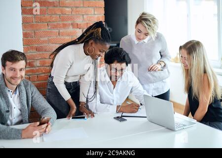 young managers arranging a meeting. concerted work at the office Stock Photo