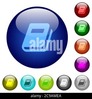 Personal diary icons on round color glass buttons Stock Vector