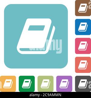 Personal diary white flat icons on color rounded square backgrounds Stock Vector