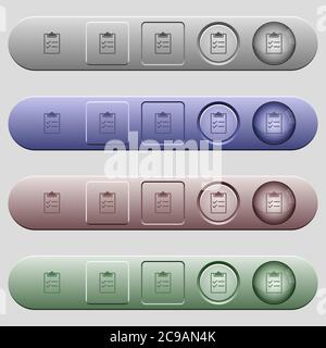 Checklist icons on rounded horizontal menu bars in different colors and ...