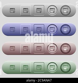 Domain registration icons on rounded horizontal menu bars in different colors and button styles Stock Vector