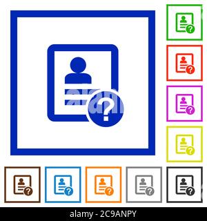 Unknown contact flat color icons in square frames on white background Stock Vector