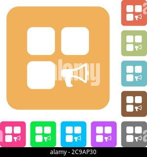 Component alarm flat icons on rounded square vivid color backgrounds. Stock Vector