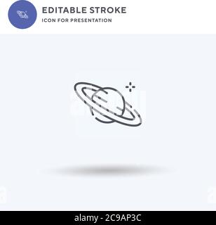 Saturn icon vector, filled flat sign, solid pictogram isolated on white, logo illustration. Saturn icon for presentation. Stock Vector