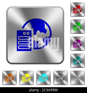 Web hosting engraved icons on rounded square glossy steel buttons Stock Vector