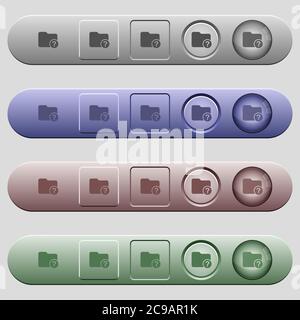 Unknown directory icons on rounded horizontal menu bars in different colors and button styles Stock Vector