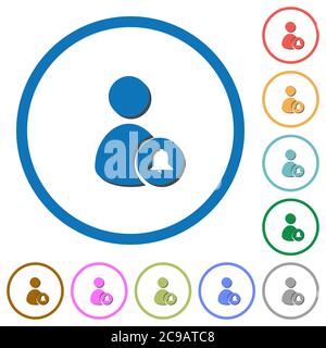 Notify user flat color vector icons with shadows in round outlines on white background Stock Vector