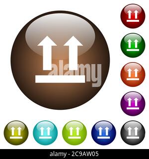 Side up sign white icons on round color glass buttons Stock Vector