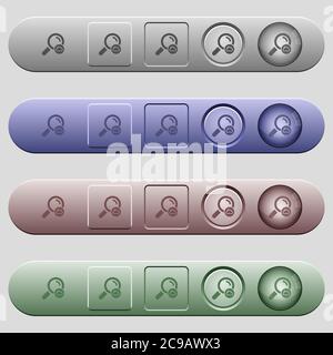 Cloud search icons on rounded horizontal menu bars in different colors and button styles Stock Vector