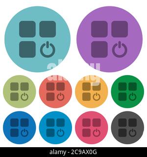 Component switch darker flat icons on color round background Stock Vector