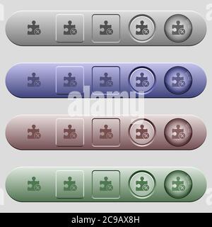 Plugin tools icons on rounded horizontal menu bars in different colors and button styles Stock Vector