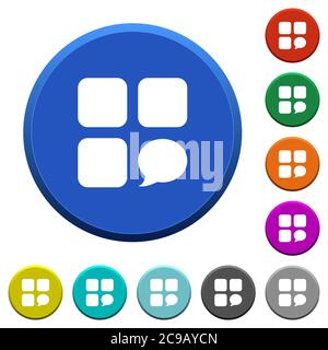 Message component round color beveled buttons with smooth surfaces and flat white icons Stock Vector