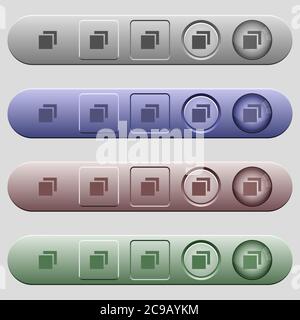 Overlapping elements icons on rounded horizontal menu bars in different colors and button styles Stock Vector