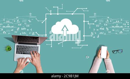 Big date concept and file storage in the cloud. Stock Photo