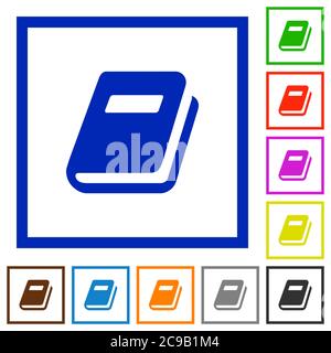Personal diary flat color icons in square frames on white background Stock Vector