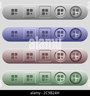Rank component icons on rounded horizontal menu bars in different colors and button styles Stock Vector