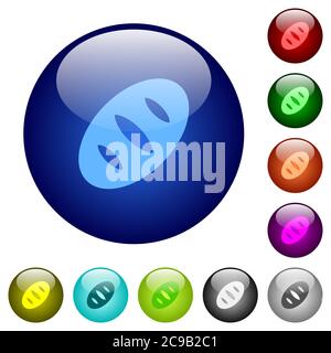 Bread icons on round color glass buttons Stock Vector