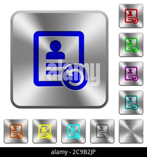 Undo contact changes engraved icons on rounded square glossy steel buttons Stock Vector
