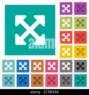 Resize full alt multi colored flat icons on plain square backgrounds. Included white and darker icon variations for hover or active effects. Stock Vector