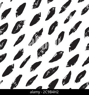 Vector abstract irregular paint stroke brush pattern in black and white. Textured grunge design. Vivid, hand drawn, in motion, modern brush design on white background. Surface pattern design. Stock Vector