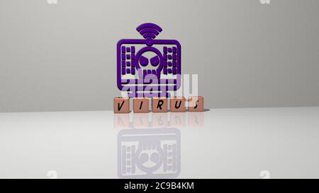 3D illustration of virus graphics and text made by metallic dice letters for the related meanings of the concept and presentations. background and disease Stock Photo