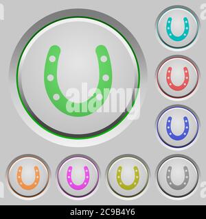 Horseshoe color icons on sunk push buttons Stock Vector