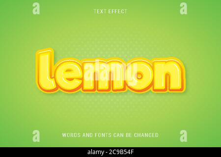 fresh lemon text effect 100% editable vector image Stock Vector