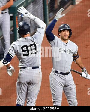 September 29, 2019: New York Yankees right fielder Aaron Judge #99 at bat  during the final Major League Baseball game held at Globe Life Park between  the New York Yankees and the