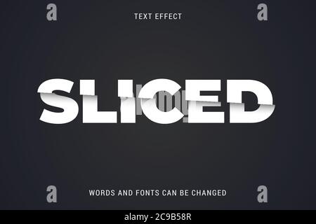 sliced text effect 100% editable vector image Stock Vector
